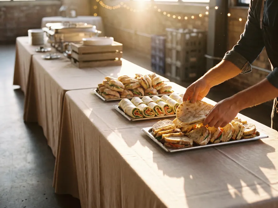 Trays of wraps built for a group order